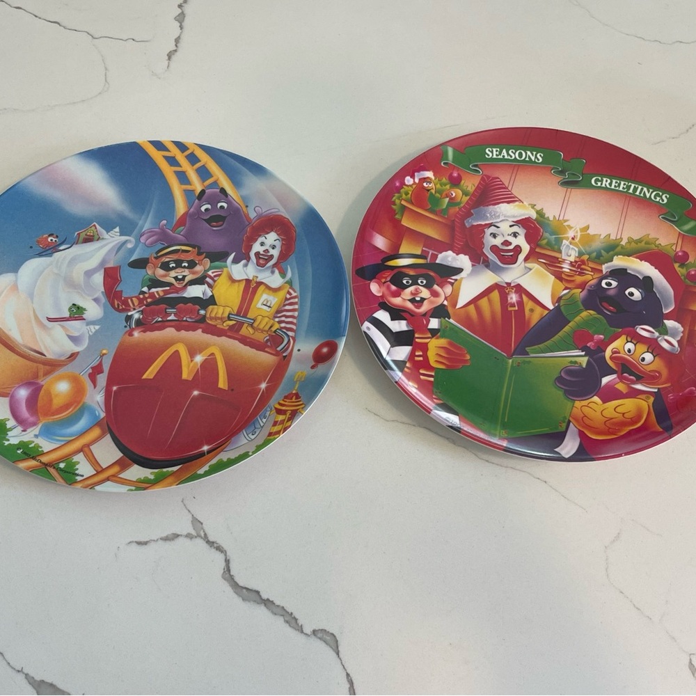 Vintage 1993 Set of 2 Ronald McDonald Plates & 1 1995 seasons greetings plate